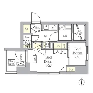 アジールコート王子【2階】の間取り
