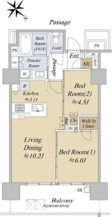 シティハウス巣鴨【6階】の間取り