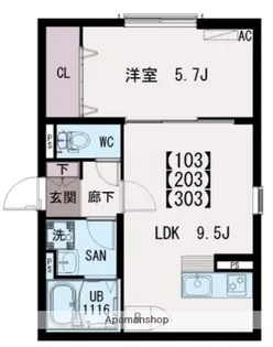 IRIS COURT TX六町【3階】の間取り