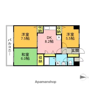 グランドールUNS【8階】の間取り