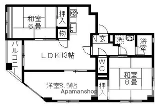 グランディール志芳【3階】の間取り
