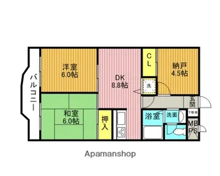 クイーンパレス浅伊【6階】の間取り