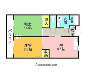 ホワイトヴィラF棟【3階】の間取り