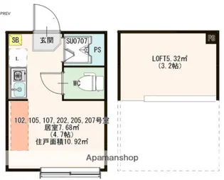 ハーモニーテラス東綾瀬【2階】の間取り