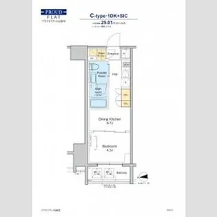 プラウドフラット日暮里【2階】の間取り