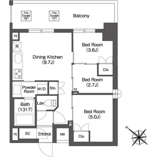ORSUS赤羽イースト【9階】の間取り