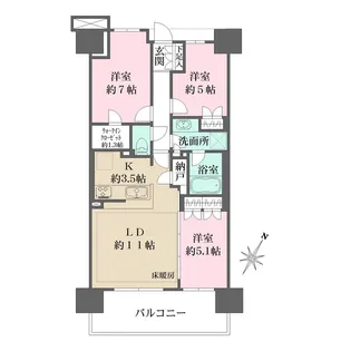 ザ・パークハウスオイコス赤羽志茂サードスクエア【7階】の間取り