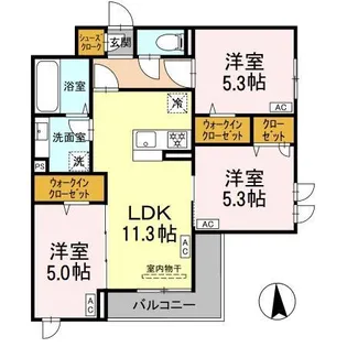 グラナーデ鹿浜【3階】の間取り