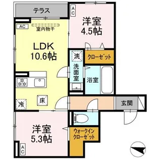 セレスティア西綾瀬【1階】の間取り