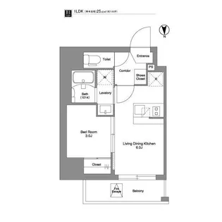 1DKの間取り画像