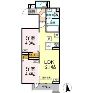 セレスティア谷中【1階】の間取り