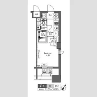 プラウドフラット三軒茶屋【9階】の間取り