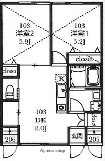 東京都杉並区宮前3丁目【アパート】の間取り