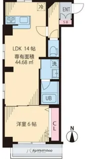 ビイルーム中野【1階】の間取り