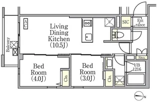 イプセ中野三丁目【2階】の間取り
