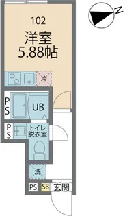 カインドネス国分寺本多【102号室号室】の間取り