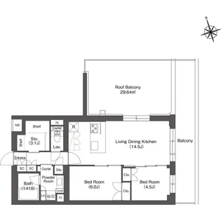 ルーウェ東大泉【6階】の間取り