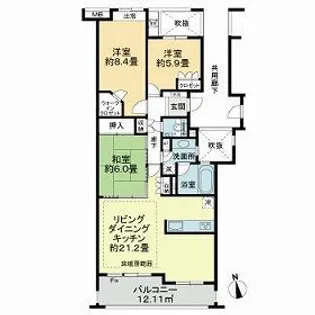 マスターズガーデン世田谷桜【4階】の間取り