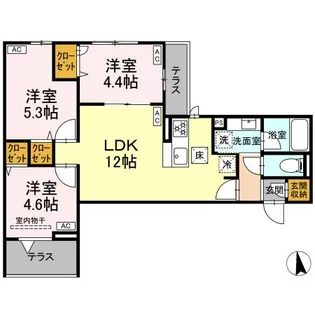 セレスティア岡本【1階】の間取り