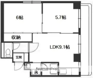 プラティーク明大前【2階】の間取り
