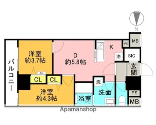 エル・グランジュテ新宿【13階】の間取り