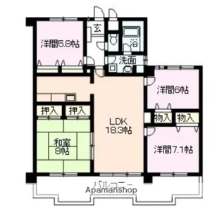 プリメール石神井【1階】の間取り