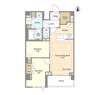 LIBR GRANT 四谷三丁目【3階】の間取り