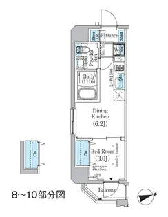 プライムブリス東中野駅前【10階】の間取り