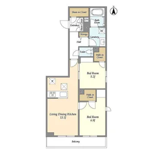 L’S RESIDENCE東中野【2階】の間取り
