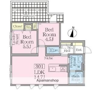 コリーヌ駒場池尻【3階】の間取り