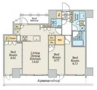 クレストコート中野富士見町【8階】の間取り