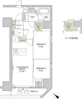 ザ・パークハビオ江古田【10階】の間取り