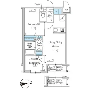 デュオフラッツ千歳船橋【4階】の間取り