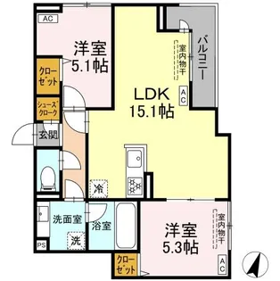 セレスティア船橋Ⅱ【2階】の間取り