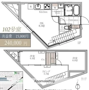 BLANCCOURT下北沢【1階】の間取り