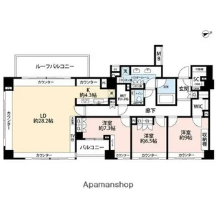 南青山マスターズハウス【701号室】の間取り