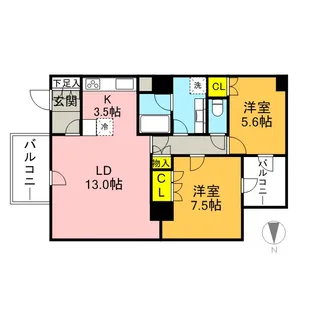 ガーデニエール砧レジデンス【2階】の間取り