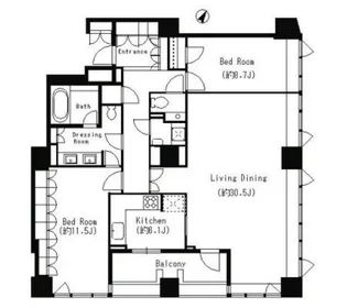パークキューブ目黒タワー【19階】の間取り