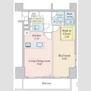 プラウドフラット神楽坂Ⅱ【8階】の間取り