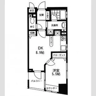プライムアーバン中目黒Ⅱ【6階】の間取り
