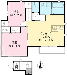 メゾン・ド・レーヴ狛江市【201号室号室】の間取り
