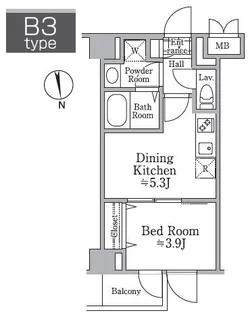 レジディア西小山【1階】の間取り