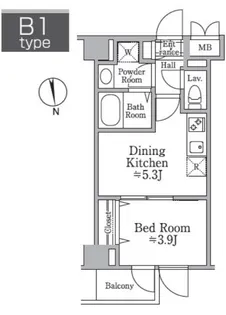 レジディア西小山【1階】の間取り