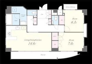 カノンパレス【9階】の間取り