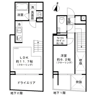 IPSE代々木上原DLX【-1階】の間取り