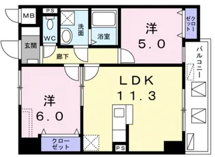 レジデンス桜樺【4階】の間取り