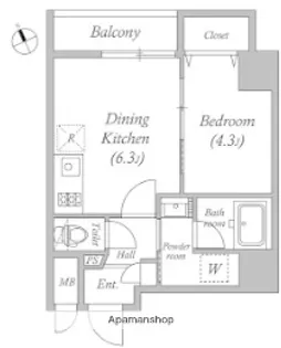 クオリタス浜田山【8階】の間取り