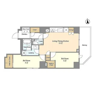 オーキッドレジデンス渋谷富ヶ谷【13階】の間取り