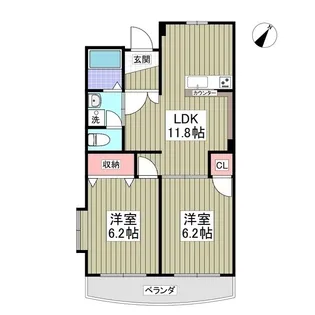 柿の木坂ヴォーンⅢA棟【3階】の間取り