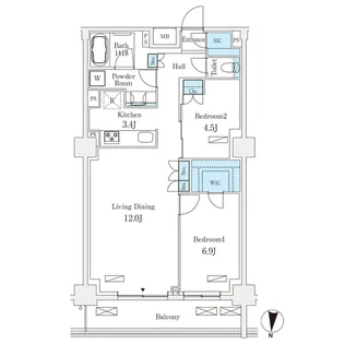 フロンティアレジデンス錦糸公園【6階】の間取り